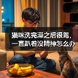 猫咪洗完澡之后很蔫,一直趴着没精神怎么办?(图2) 猫咪洗完澡之后很蔫,一直趴着没精神怎么办?(图2)